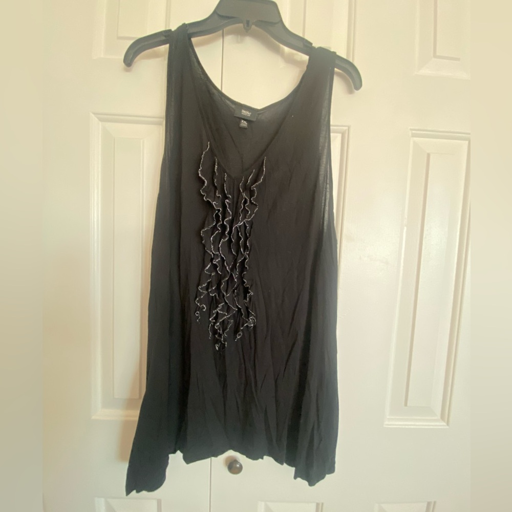 Mossimo Black Tank Top with Ruffle Accent